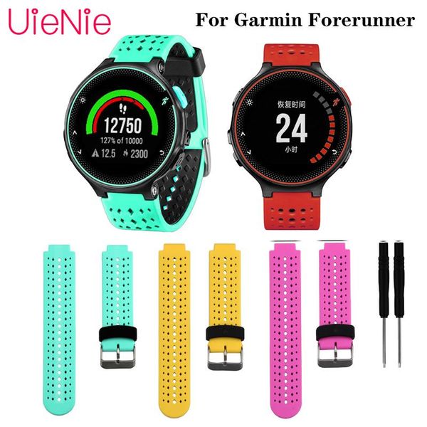 

watch bands for garmin forerunner silicone strap smart sports soft rubber pin buckle wristband accessory, Black;brown