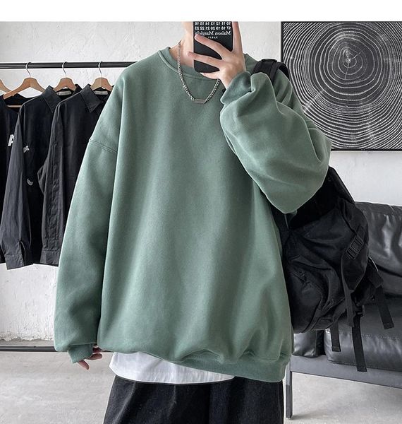 

men's hoodies & sweatshirts men sweatshirt solid color pullovers 2021 autumn couple harajuku casual male oversized streetwear o neck ma, Black