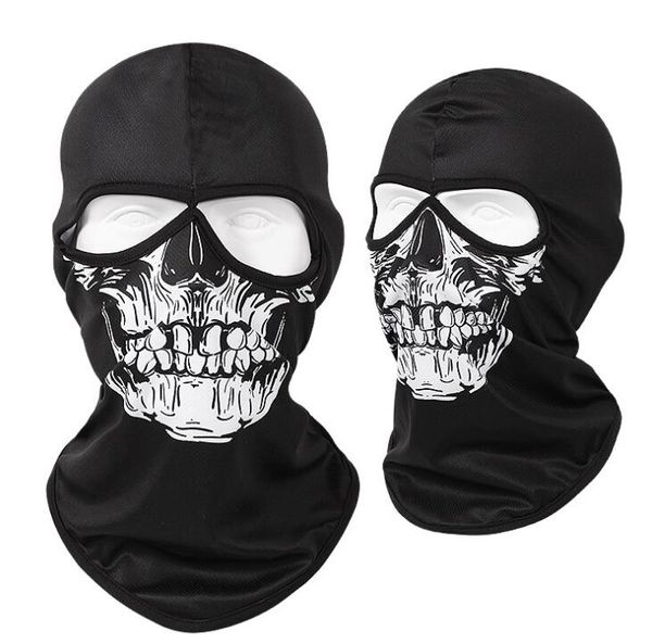 Schädel Balaclava Cap Armee Taktische 2 Loch Ganz Gesichtsmaske Ski Radfahren Wandern Schutzkappen Halloween Party Skeleton Ghost Hood Eis Silk Kühlung Sport Hüte