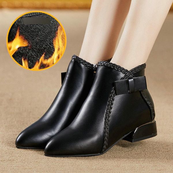 

boots size 35-40 2021 ankle women spring daily lovely bow knot brand shoes woman high heels female comfortable dress pumps, Black