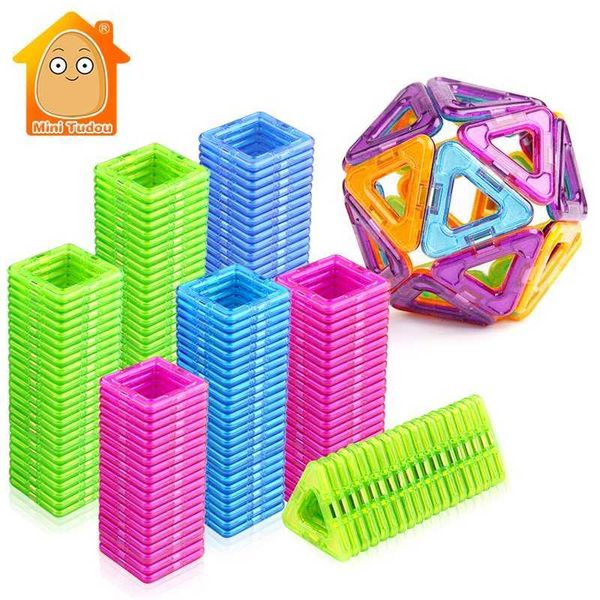 52-106PCS Mini Blocos Magnéticos Construção Educacional Conjunto de Conjunto de Construção de Toys ABS Ímã Designer Crianças Ímãs Jogo Presente Q0723