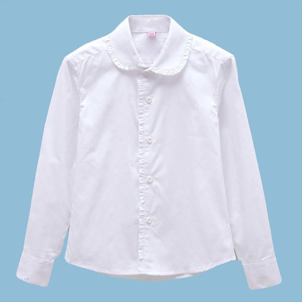 

girls white shirts for kids casual solid long sleeve blouse preppy style school uniform teenager clothing wedding party vestidos, White;black