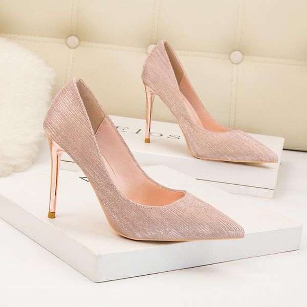 

pumps women shoes ladies wedding shiny woman heels gold high heel silver bridal fashion 2021 plus size dress, Black