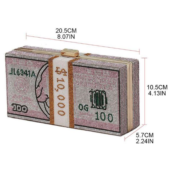 

stack of cash clutch purses women crystal evening bags designer rhinestones handbags