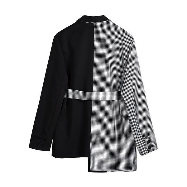 

women's suits & blazers womens black striped split big size blazer collar belt long sleeve loose fit fashion irregular lace suit sprin, White;black