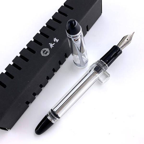 

fountain pens wing sung 699 vacuum filling pen transparent white acrylic wingsung ink solid section ef/f/m nib office gift