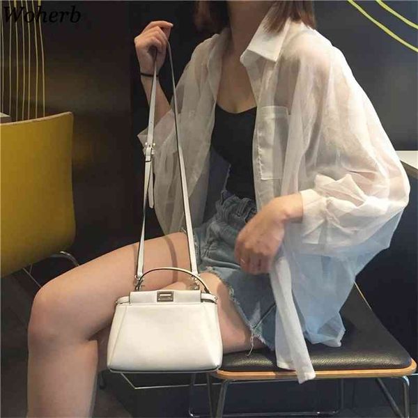 

see through blouse women transparent sunproof vintage summer white blusas shirt feminina 210519