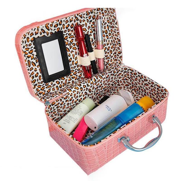 

cosmetic bags & cases sell stone pattern with mirror case women portable storage bag square zipper high quality