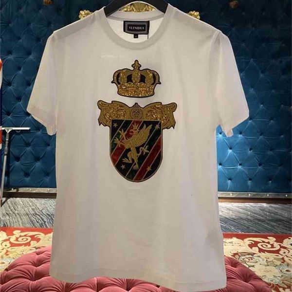 

t shirts 20ss crown embroidery tee t shirts for men cotton, White;black