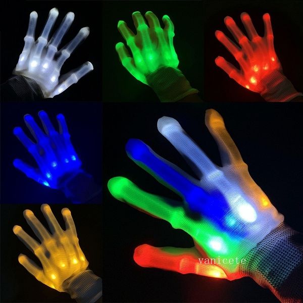 Favore di partito XL LED guanti luminosi arcobaleno fluorescente GUANTI HALLOWEEN puntelli Natale Ringraziamento flash giocattoli T2I52946