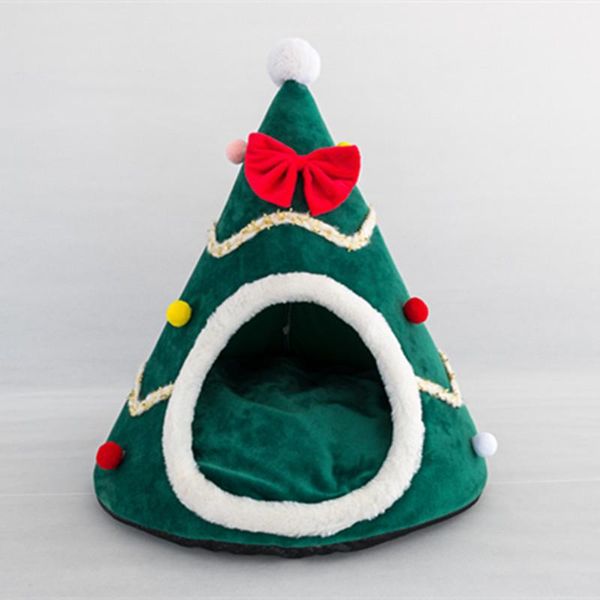 

cat beds & furniture christmas tree shape bed dog nest puppy cave washable mat warm soft winter house