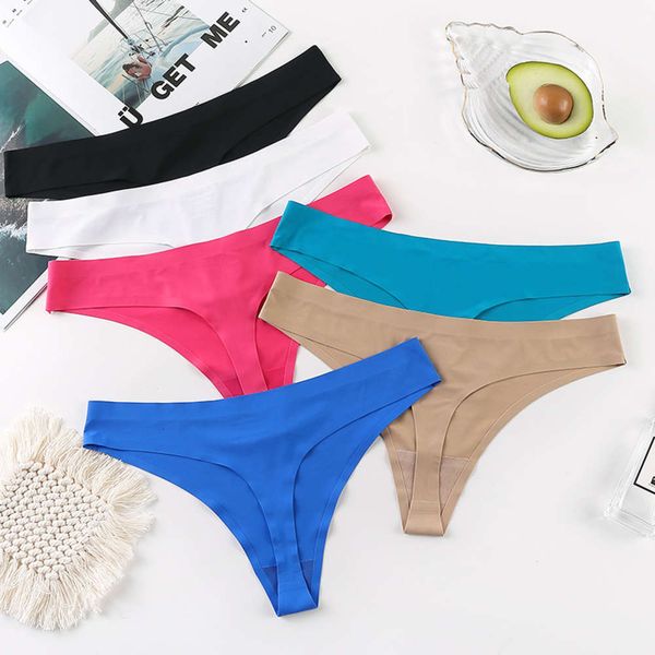 

ice silk thong comfortable color low waist, Black;pink