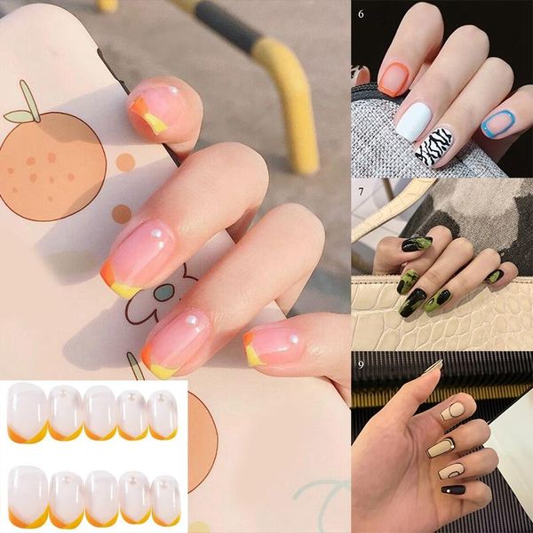 

false nails 24pcs white ballet fake for design press on salon tips manicure tool nail detachable, Red;gold