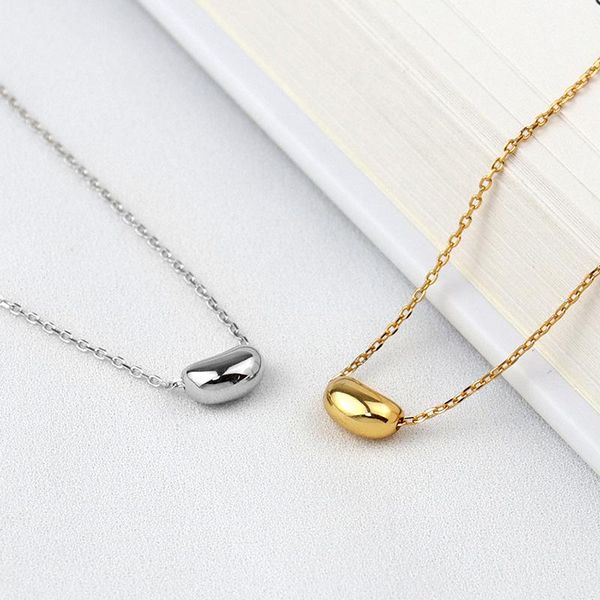 

sterling silver golden acacia bean pendants chain necklace women men fashion charm jewelry chains