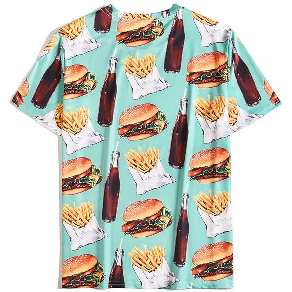 

summer products street european and american style hamburg coke personality loose casual short-sleeved t-shirt for men men's t-shirts, White;black