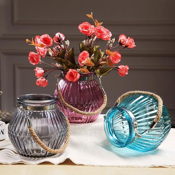 

vases european color glass vase transparent crafts home wedding gift furnishing articles sitting room hydroponic device flowers