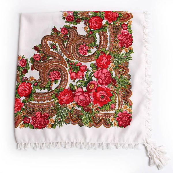 

scarves 90*90cm russian brand national scarf women retro floral pattern shawls square muslim headscarf hijab wraps, Blue;gray