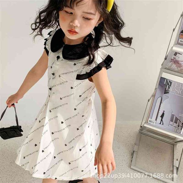 

2021 girls summer dress korean fashion temperament love princess skirt, Red;yellow