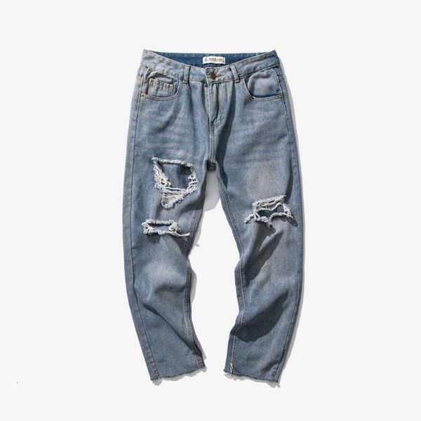 

men's shorts ruffled jeans street hip hop casual thin section loose pants fashion nine points skateboard qt9w, White;black