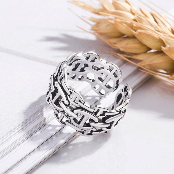 

cluster rings s925 sterling silver vintage multilayer interlocking wide face ring halloween holiday gift, Golden;silver