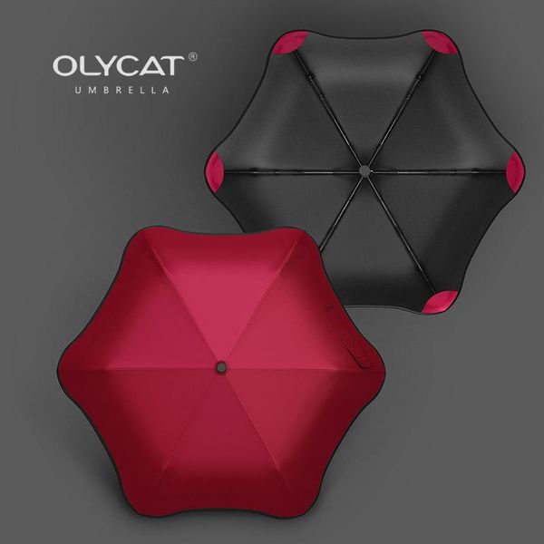 

umbrellas olycat creative long handle flower shape windproof anti-uv elegant women parasol sunny and rainy umbrella