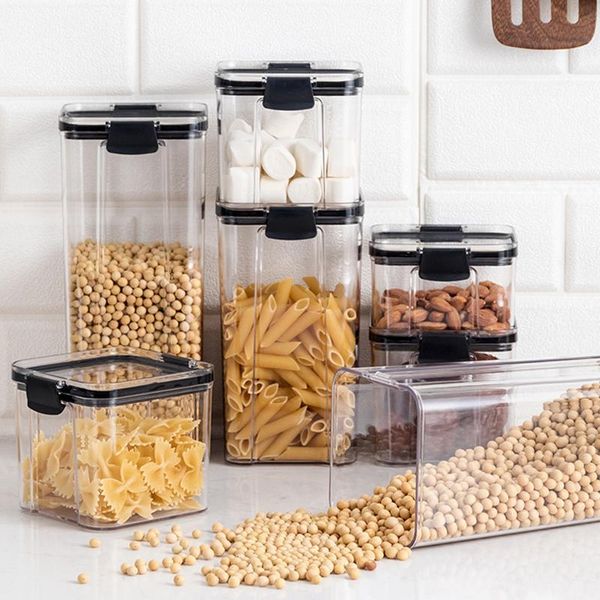 

storage bottles & jars 460/700/1300/1800ml plastic clear sealed with cover kitchen whole grains box food tank