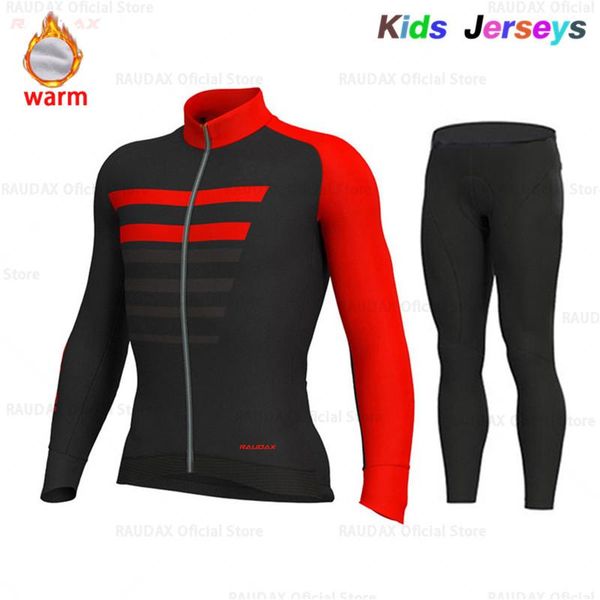

kids cycling jersey set winter thermal fleece children clothing bike bicycle suit boys ropa ciclismo racing sets, Black;blue