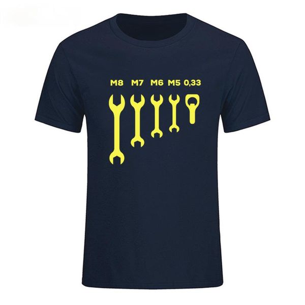 

men's t-shirts black round neck short sleeve t-shirt, wrench repair fun beer, repair, machinery, fitness, slim t-shirt, White;black