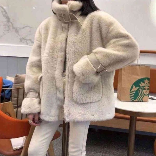 

women's fur & faux skin coat of the fake women thick winter casual jacket lmitate fur loose outwear ladies in parka fashion 5qw4, Black