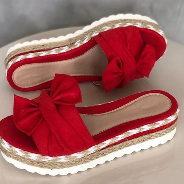 

slippers women slip on platform slide sandals open toe comfy breathable bowknot espadrilles non-slip soles summer, Black