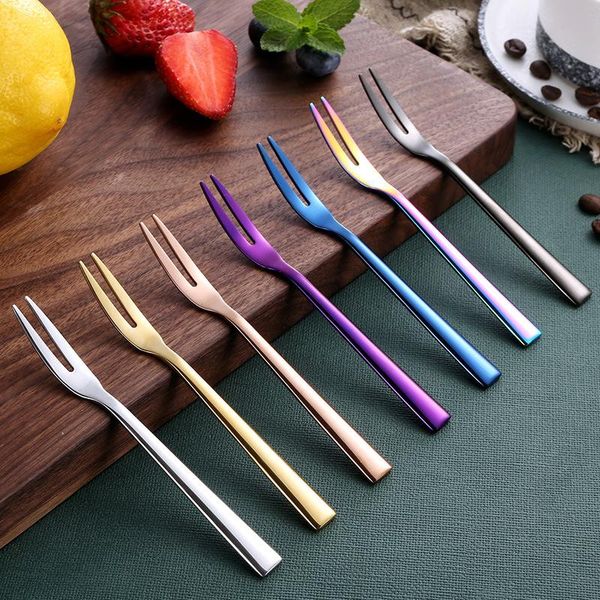 

forks stainless steel fruit fork pick dessert cake moon
