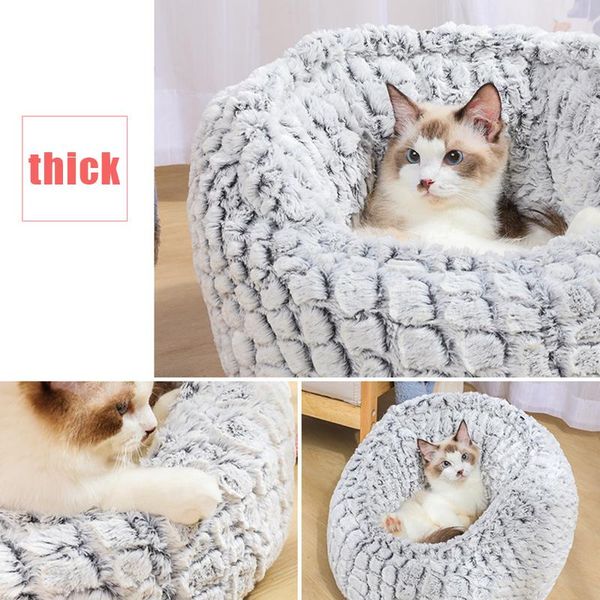 

round plush pet house soft warm cat bed dog kitten cushion sleeping pad sofa mat four season cama gato accessories kat kot beds & furniture