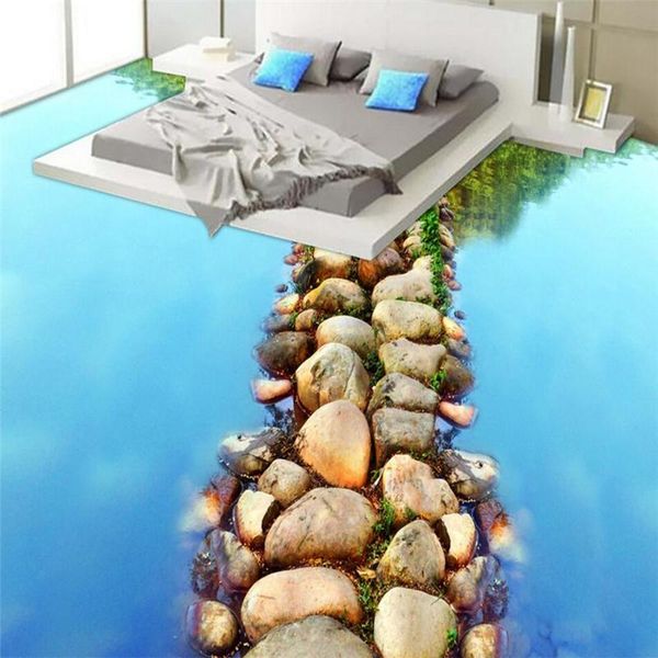 

shuhiko beautiful river stone slate road toilets bathroom 3d floor custom large fresco pvc thick to paste papel de parede wallpapers