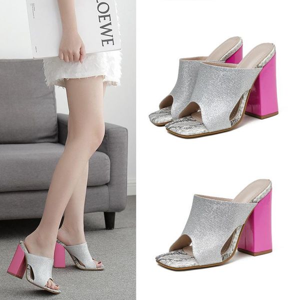 

dress shoes high heels sandals 2021 net red gretel square head heel 35-41, Black