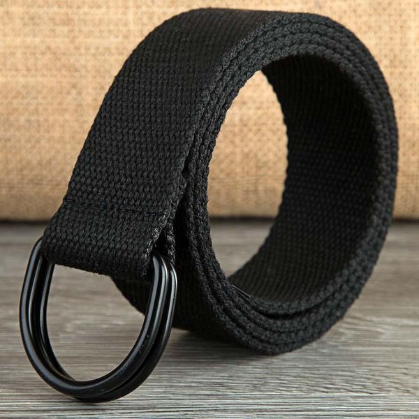 

belts 110-160cm long punk canvas belt men women jeans decorative double d ring metal buckle fashion street style wild waistband, Black;brown