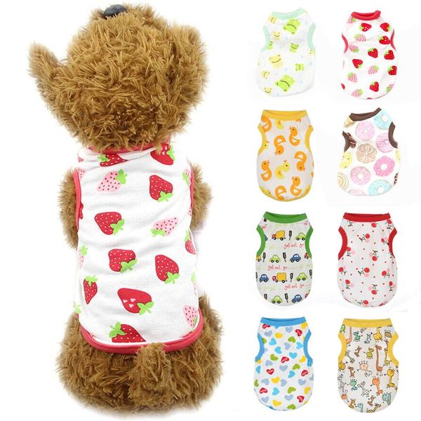 

dog apparel summer pet vest clothes for small medium dogs cartoon fruit printed puppy t shirts breathable apparels