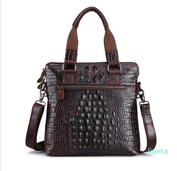 

fashion new men's leather shoulder bag large-capacity business briefcase crocodile tattoo leather handbag for men