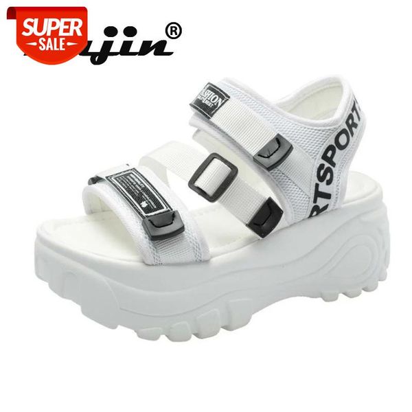 

fujin platform women's sandals 2021 summer shoes women thick sole slides fashion breathable casual adjustable wide #vq72, Black