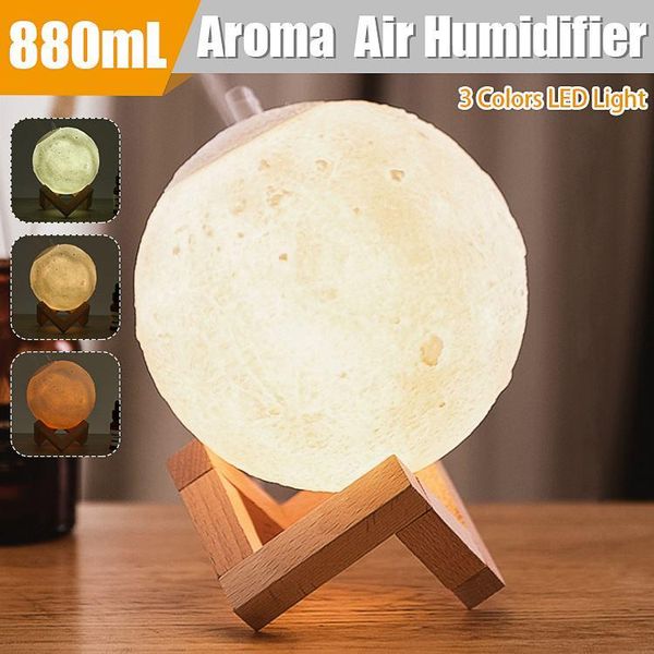 

essential oils diffusers 880ml air humidifier aroma diffuser 3d moon lamp light usb ultrasonic night cool mist purifier for office bedroom