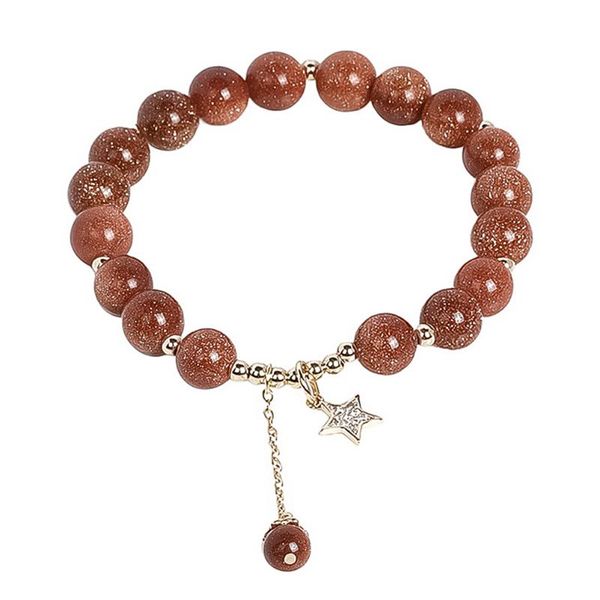 

charm bracelets woman simple natural crystal bracelet creative stone star pendant wrist chain fashion jewelry gift, Golden;silver