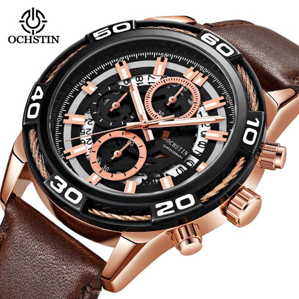 

wristwatches ochstin watches men sports waterproof quartz wristwatch mens relogio masculino 2021 horloge man, Slivery;brown