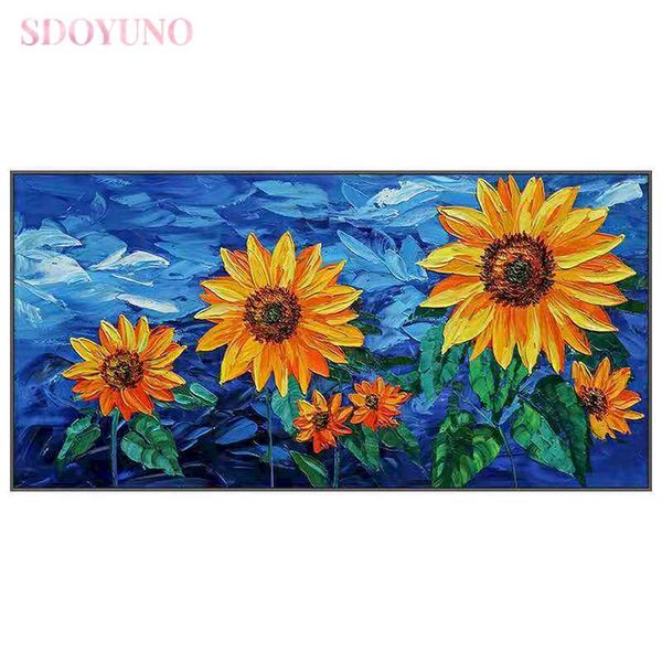 

paintings sdoyuno diy pictures by number flower kits home decor sunflower painting numbers drawing on canvas handpainted art gift