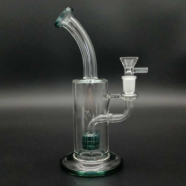 Pipa ad acqua in vetro Narghilè Bong Recycler A nido d'ape Perc Fumo di tabacco Shisha Beaker Bubbler 14mm Ciotola comune maschio Dab Rig