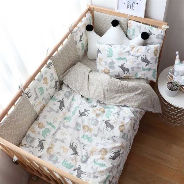 Conjunto de roupa de cama de bebê tecido de algodão nórdico roupa de cama de bebê para nascidos criança berço cama para menino menina oferta nersury serviço personalizado 211025