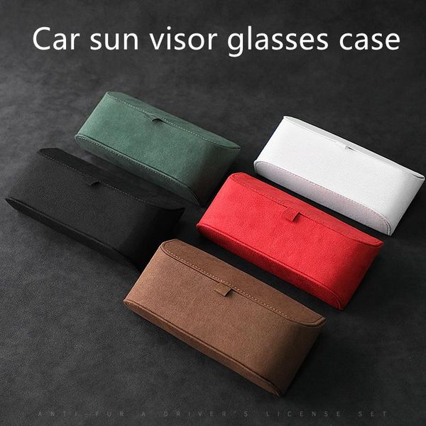 

car organizer suspended leather glasses clip multi-function sunglasses box bracket auto sun visor storage accessories interior