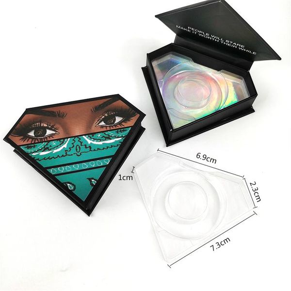 

false eyelashes 1pc diamond shape eyelash storage box packaging portable plastic empty container packing organizer tra