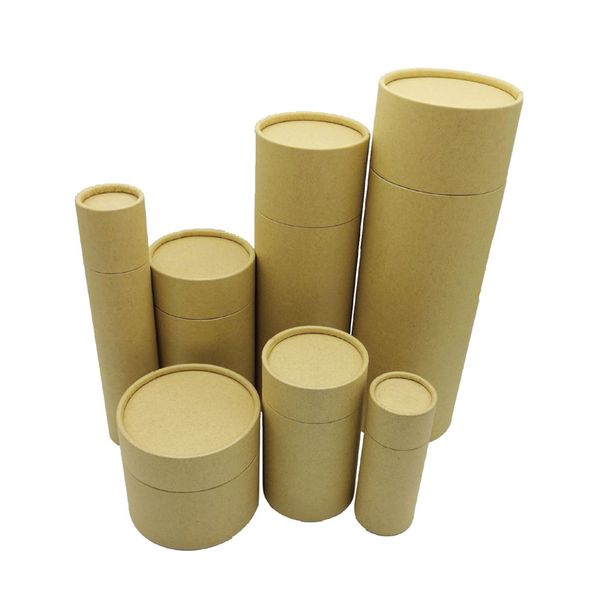 4 Größen Runde Teeverpackung Tube Verpackung Verpackung Großhandel Kraft Kaffeepapier Tube Ölgemälde Zylinder