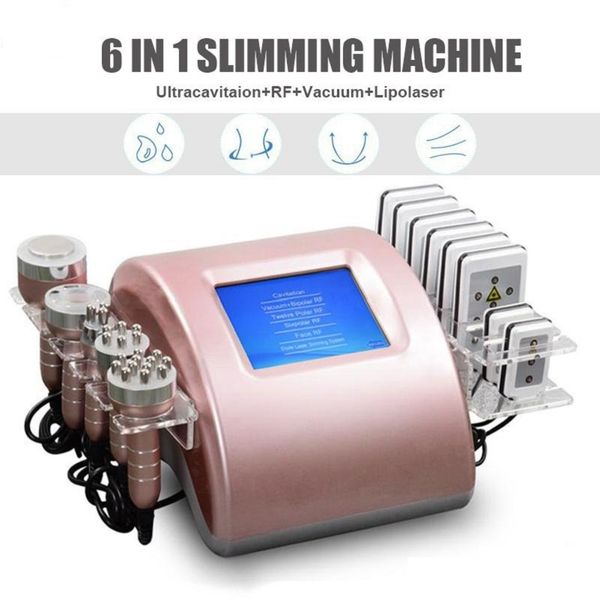 6 em 1 Cavitação ultrassônica Redução de gordura Slimming Machine Frequency Face Body Lipo Lipo a laser Perda de peso Vacuum RF Massges