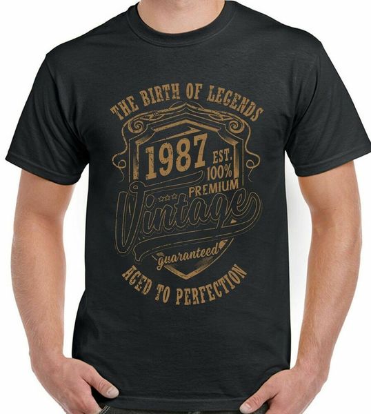 

34th birthday 1987 man funny 34 age gift the birth "of legends, White;black