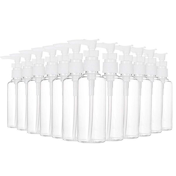 

storage bottles & jars 12 pack 3.4oz/100ml transparent travel pump bottle lotion dispenser for water, , shampoo